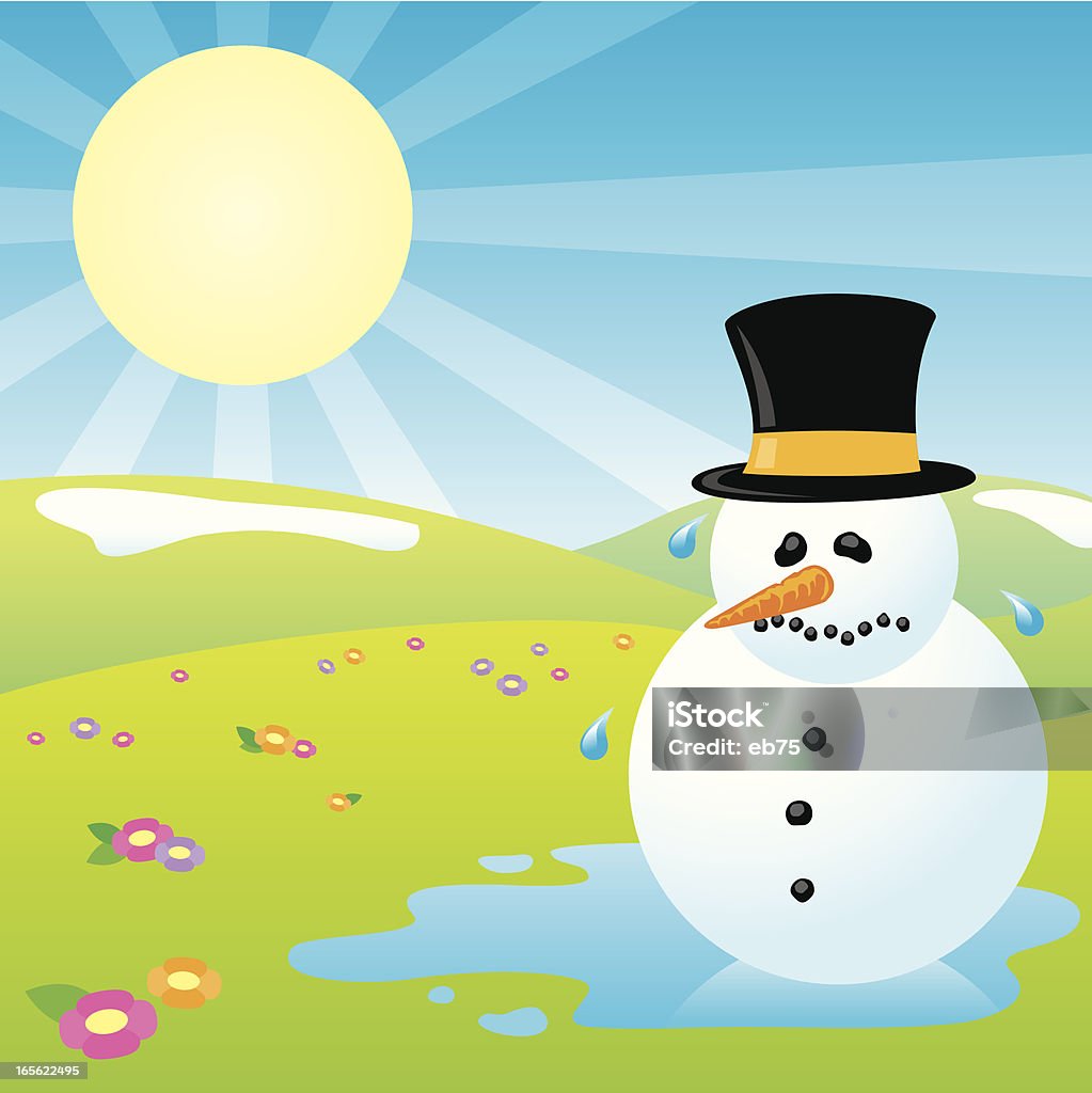 Metling Snowman A sad snowman melting under the warm springtime sun. Beginnings stock vector Metling Snowman A sad snowman melting under the warm springtime sun. Beginnings stock vector