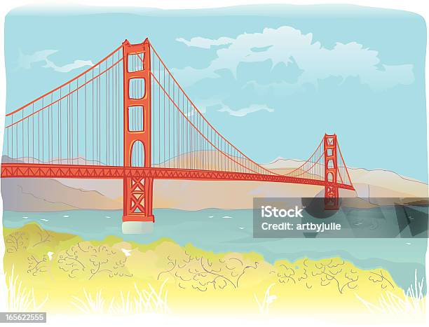 Golden Gate Bridge Vecteurs libres de droits et plus d'images vectorielles de Californie - Californie, Paysage, Golden Gate Bridge