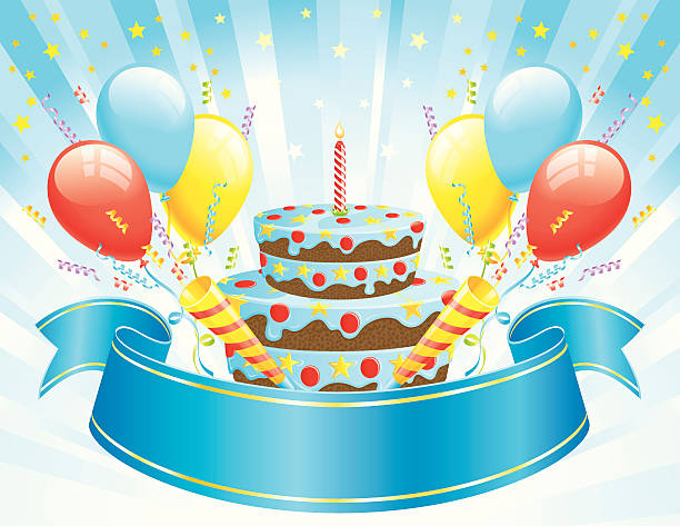 ilustrações de stock, clip art, desenhos animados e ícones de anúncio de feliz aniversário para rapazes - backgrounds party birthday announcement message
