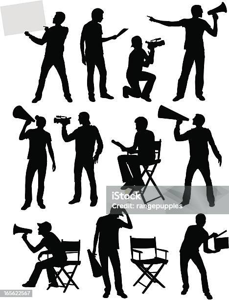 Movie Guys Stockvectorkunst en meer beelden van Silhouet - Silhouet, Regisseur, Regisseurstoel