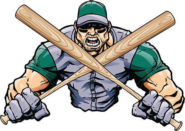 illustrazioni stock, clip art, cartoni animati e icone di tendenza di giocatore di baseball e pipistrelli - mascot anger baseball furious
