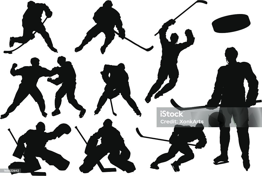 Siluetas de Hockey - arte vectorial de Hockey libre de derechos