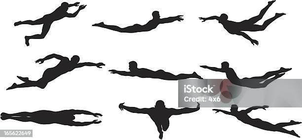 Vetores de Nadador Sihouettes e mais imagens de Natação - Natação, Vector, Figura para recortar