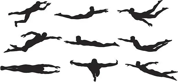 Vector illustration of Swimmer Sihouettes