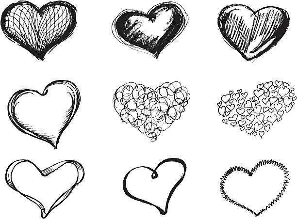 Sketchy Heart Set Variations of Heart shape vectorized from my sketch, with high resolution jpg. Visit Portfolio for More Sketch Series Lightbox black and white heart stock illustrations