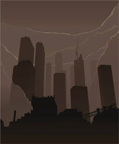 Vector illustration of Skyscrapers smoke