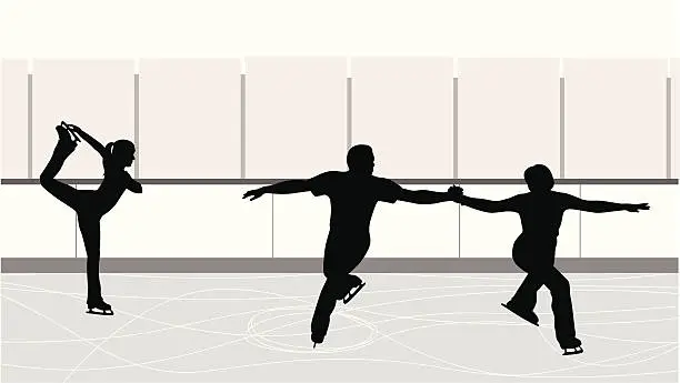 Vector illustration of Figure Skating Practice Vector Silhouette