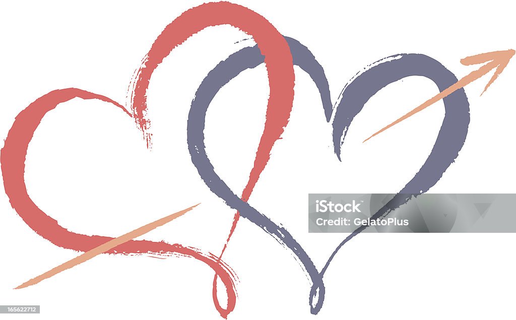Dos corazones conectados - arte vectorial de Símbolo en forma de corazón libre de derechos