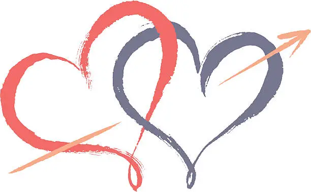 Vector illustration of Two hearts connected