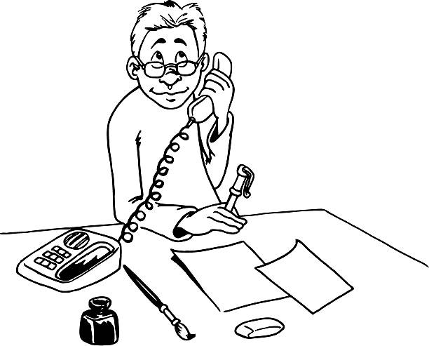 Cartoonist on the phone vector art illustration