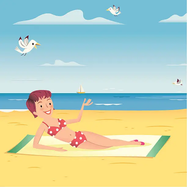 Vector illustration of Relaxing at the beach