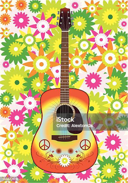 Hippies À Guitare Vecteurs libres de droits et plus d'images vectorielles de 1960-1969 - 1960-1969, Corde d'instrument de musique, Fleur - Flore