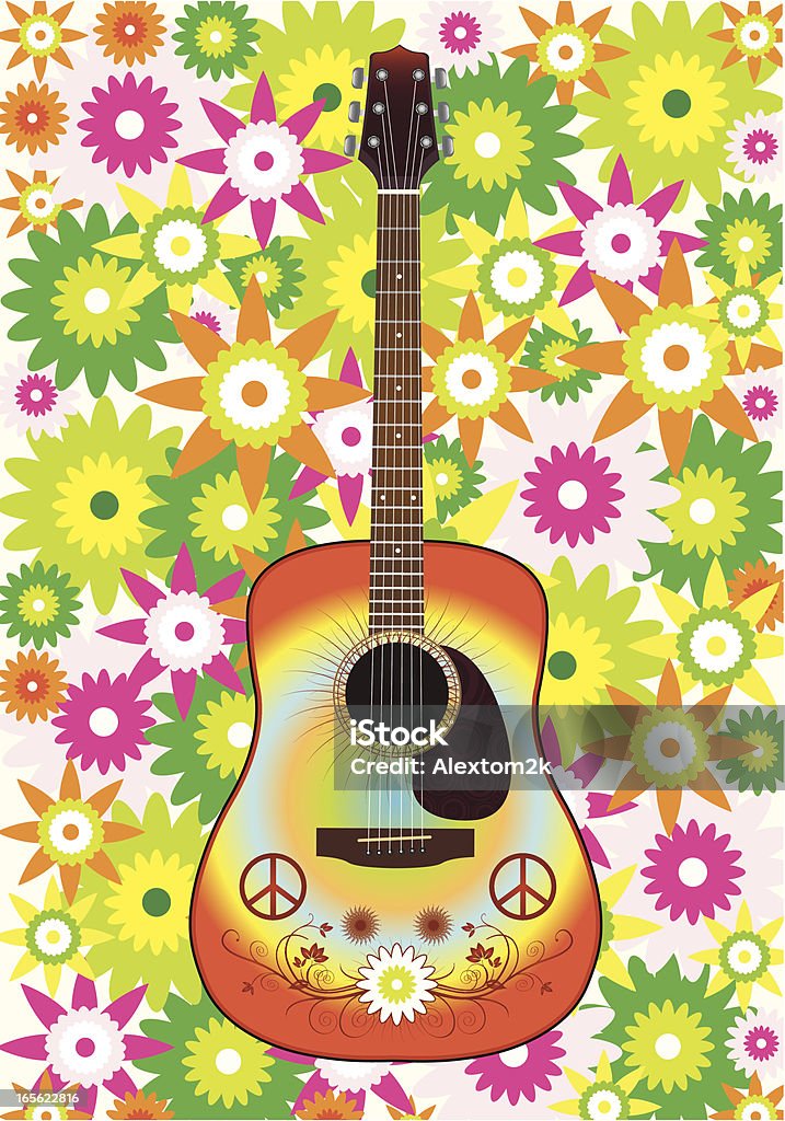 Гитара hippy - Векторная графика 1960-1969 роялти-фри