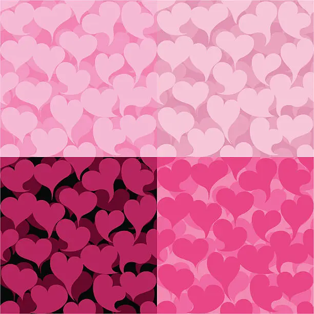 Vector illustration of Field of Hearts seamless patterns