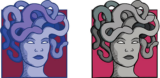 illustrazioni stock, clip art, cartoni animati e icone di tendenza di medusa - medusa greek mythology mythology gorgon