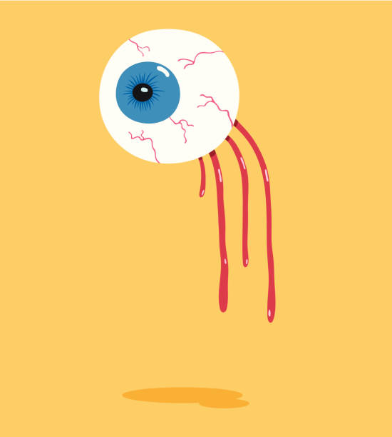 Eyeball Detached Detached eyeball with slime legs. animal retina illustrations stock illustrations