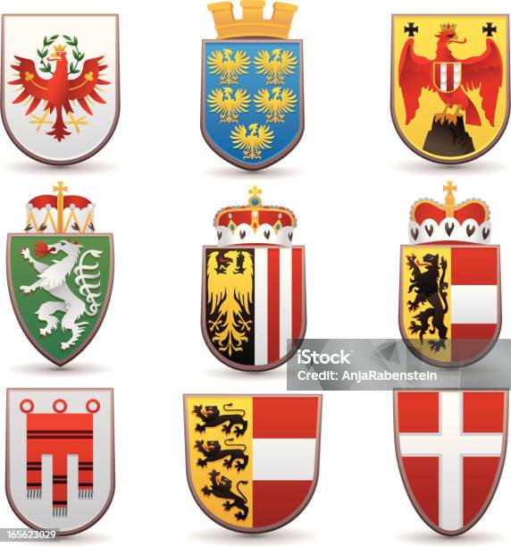 Wappen Der Bundeslaender Von Oesterreich Vienna Tirolo Niederoesterreich Salisburgo Oberoesterreich - Immagini vettoriali stock e altre immagini di Blasone