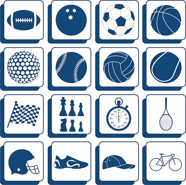 ilustrações, clipart, desenhos animados e ícones de botões de esporte - tennis ball american football football