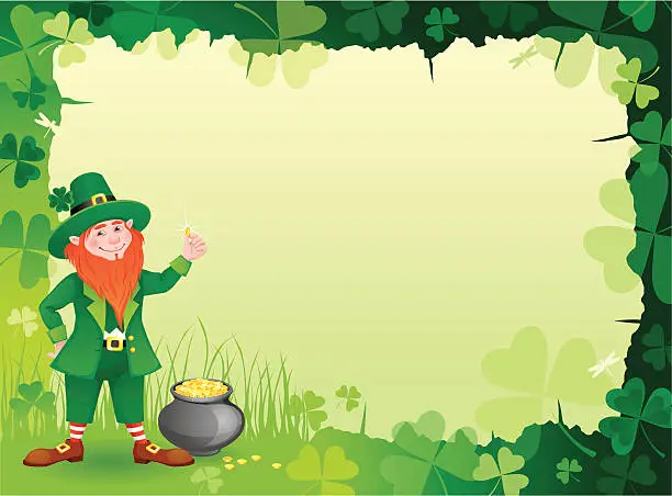 Vector illustration of Greeting card with Leprechaun