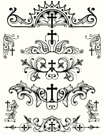 Vector - designed by a hand engraver, this carefully drawn and highly detailed cross scroll set is useful in page corners, as borders, rule lines, or as a symmetrical design. All elements on seperate layers so you can modify as you wish. Includes AI, EPS, and hi-res JPG.