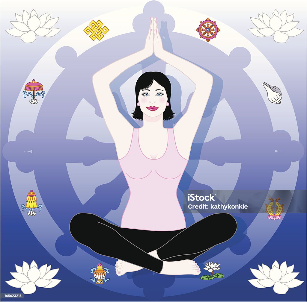Yoga-Frau mit Rad - Lizenzfrei Betrachtung Vektorgrafik