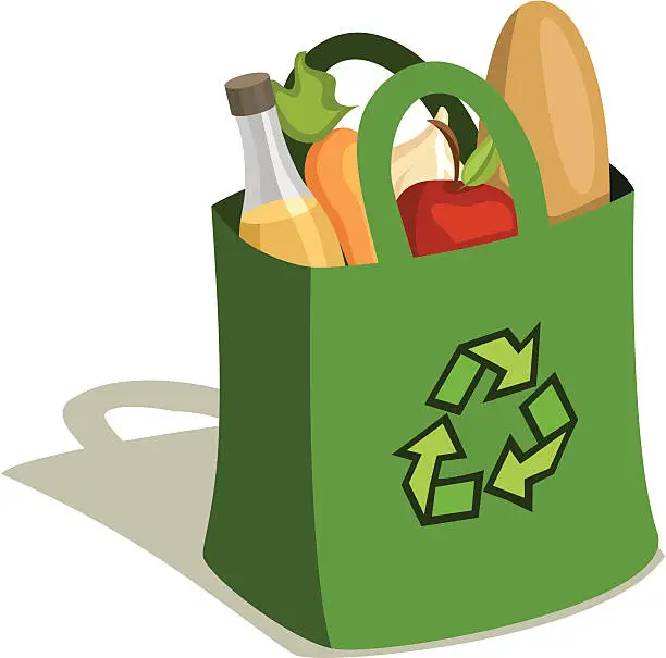 Vector illustration of Reusable Grocery Bag Full of Food