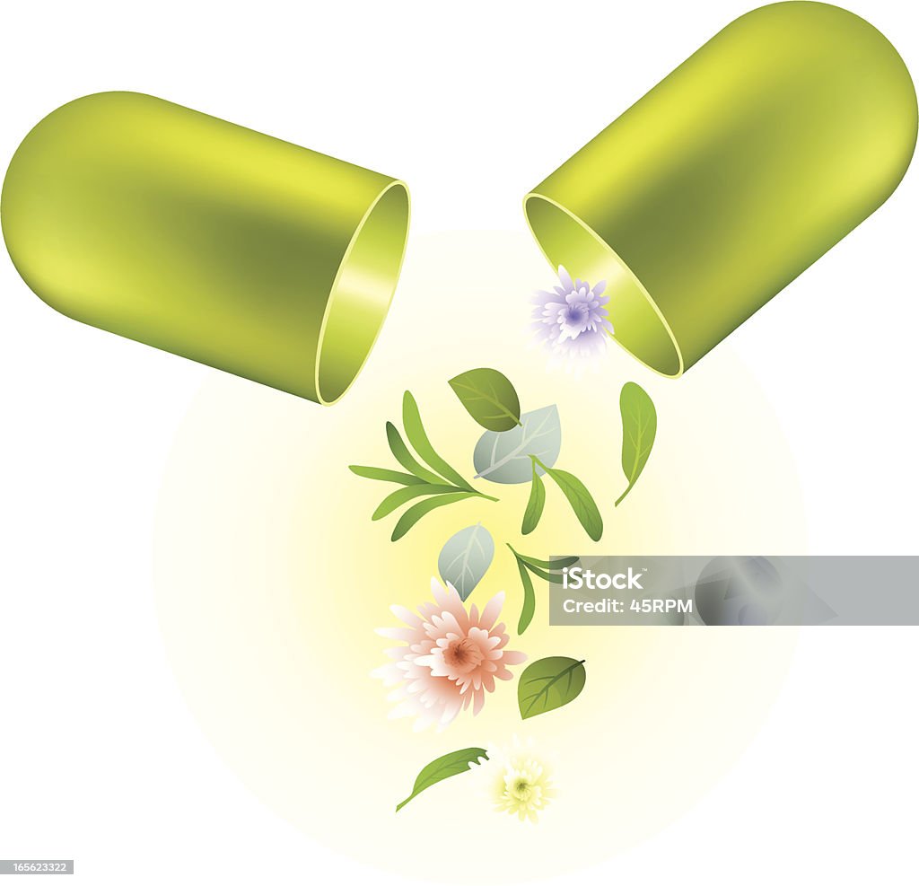 Natürlichen Kräuter Kapsel - Lizenzfrei Blume Vektorgrafik
