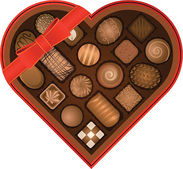 illustrations, cliparts, dessins animés et icônes de boîte de chocolats en forme de cœur - chocolate candy chocolate box candy