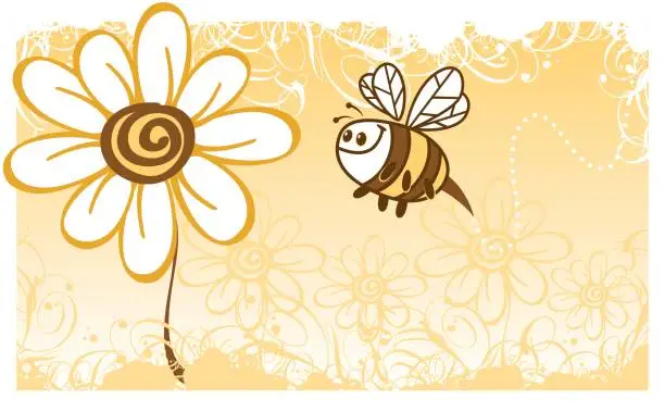 Vector illustration of Bee Flower