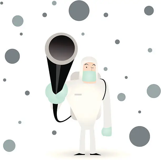 Vector illustration of Man in a Biochemical Protection Suit. Disinfection ( Kill Virus )