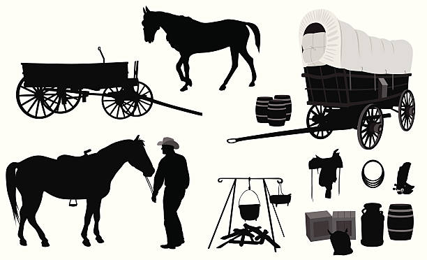 Horse And Covered Wagon Clipart Silhouette