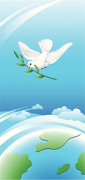 Vector illustration of Pigeon with an olive branch