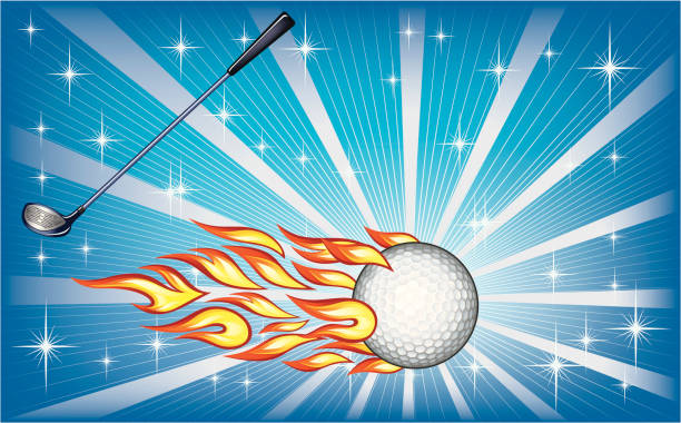 illustrazioni stock, clip art, cartoni animati e icone di tendenza di bruciare pallina da golf - golf ball golf fire backgrounds