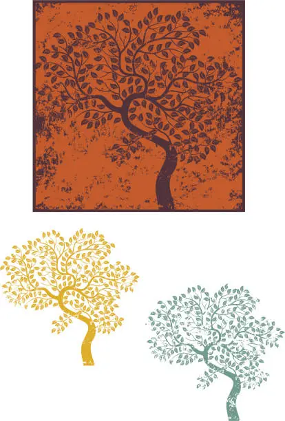 Vector illustration of Grungy bent tree