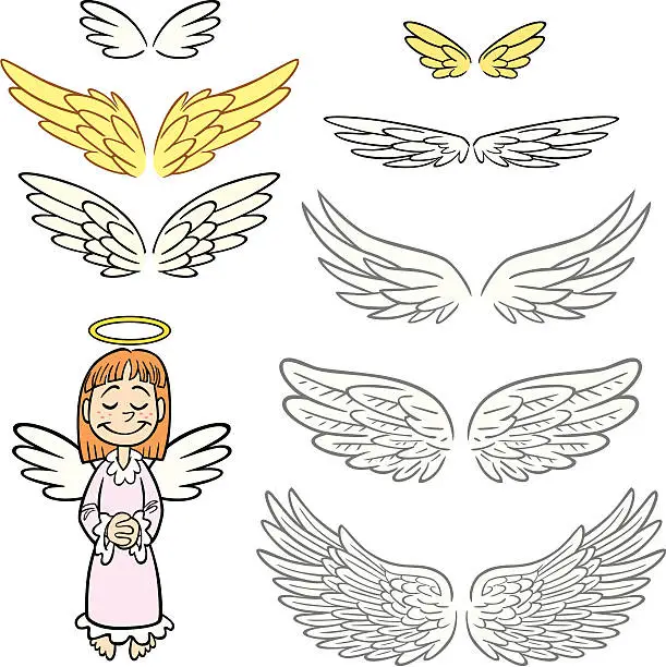 Vector illustration of Angel Wings Set