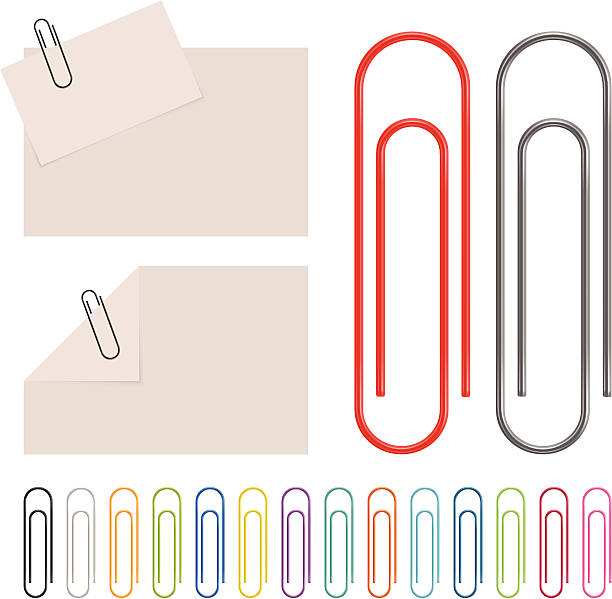 ilustraciones, imágenes clip art, dibujos animados e iconos de stock de sujetapapeles - paper clip clip green cut out