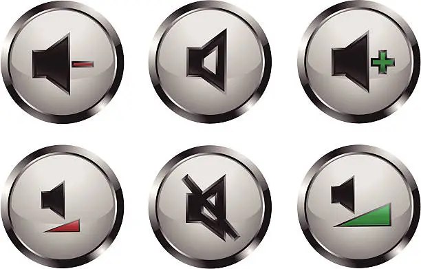Vector illustration of Metallic Shiny Media Player Buttons