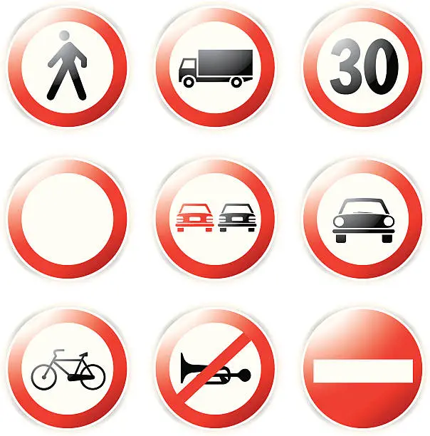 Vector illustration of Different kinds of traffic signs