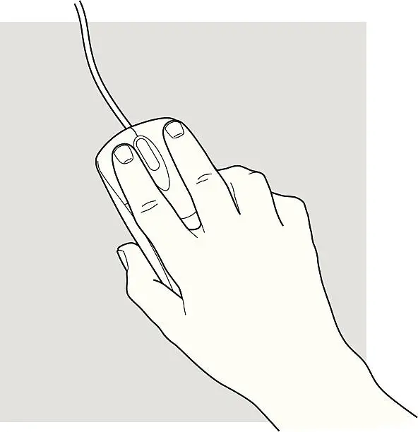 Vector illustration of Hand holding a computer mouse