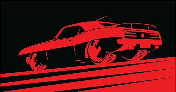 Vector illustration of Classic muscle car in red