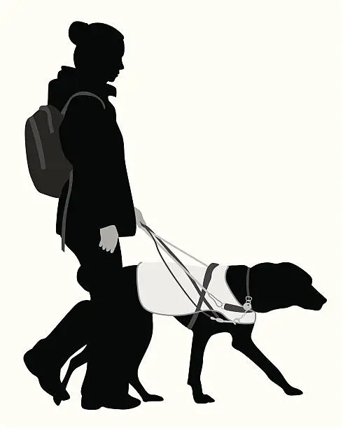 Vector illustration of Guide Dog Vector Silhouette