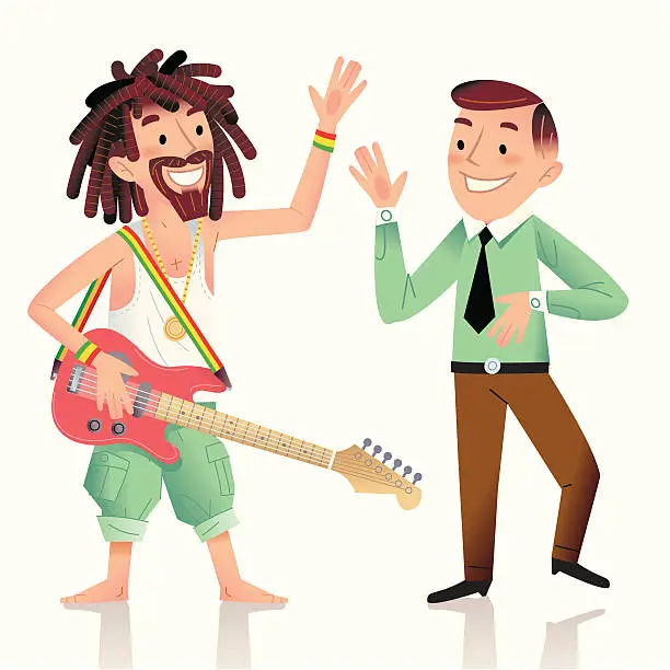 Vector illustration of Reggae party at the office