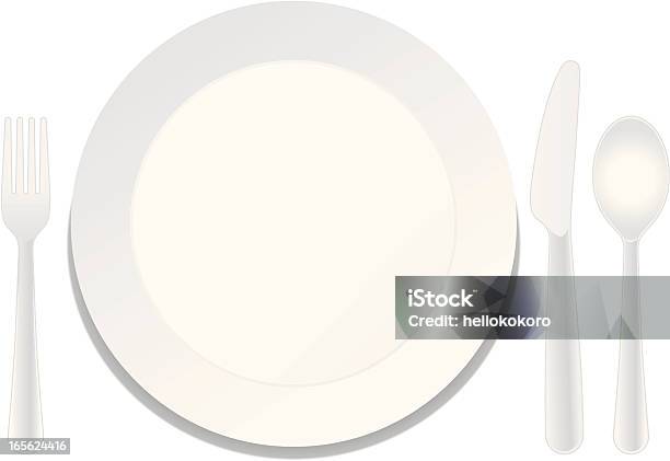 Plate And Utensils Stock Illustration - Download Image Now - Cut Out, Dinner, Food