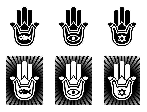 hamsa 손 - sephardi stock illustrations