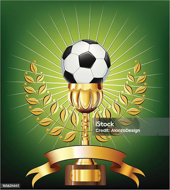 Ilustración de Pelota De Fútbol Y De La Copa De Oro Y De Laurel y más Vectores Libres de Derechos de Aspiraciones - Aspiraciones, Cartel, Competición