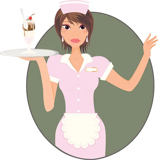 Vector illustration of Retro Waitress