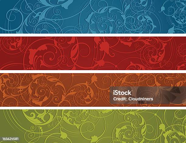 Scrollwork Banner Set Stock Illustration - Download Image Now - Digitally Generated Image, Victorian Style, Blue