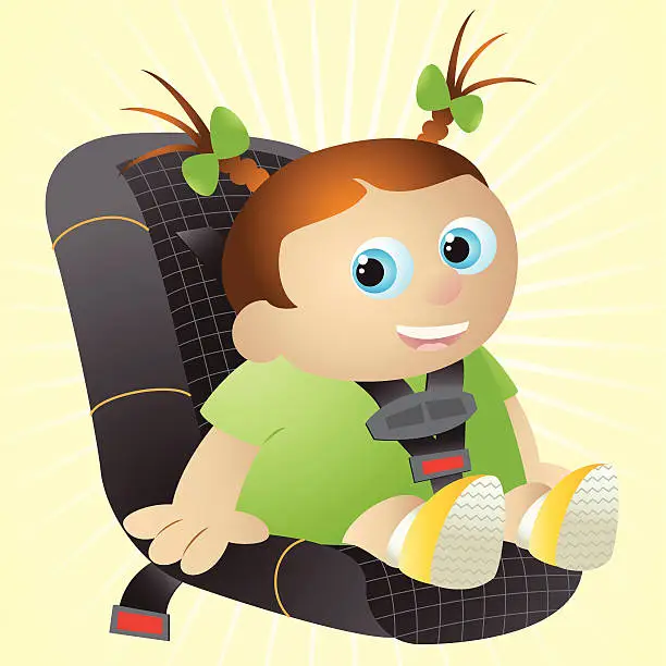 Vector illustration of Baby Girl in Car Seat