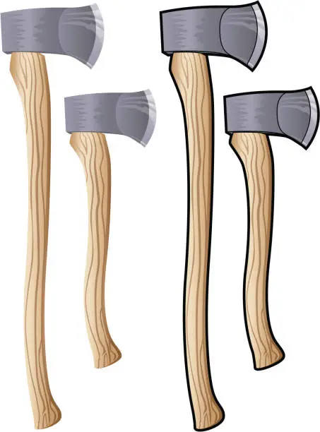 Vector illustration of Axe and Hatchet