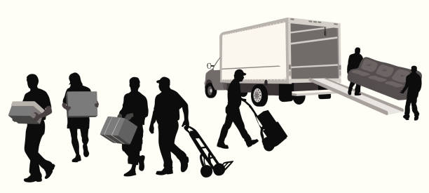 운송사 - moving van relocation motion physical activity stock illustrations